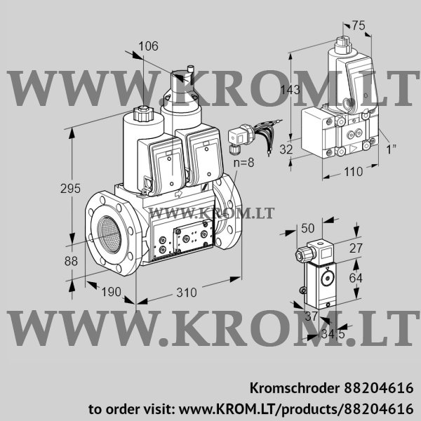 Kromschroder VCS 780F05NLWRE/P3PP/PPZ-, 88204616 double solenoid valve, 88204616