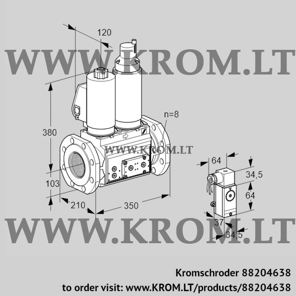 Kromschroder VCS 8T100A05NLQSLE/PPPP/4-P4, 88204638 double solenoid valve, 88204638