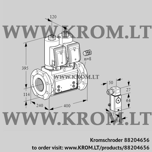 Kromschroder VCS 9125F05NNAGR3B/PPP3/PPPP, 88204656 double solenoid valve, 88204656