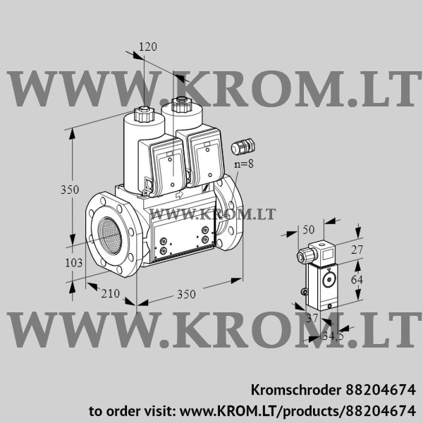 Kromschroder VCS 8100F05NNWR3B/PPPP/2-3-, 88204674 double solenoid valve, 88204674