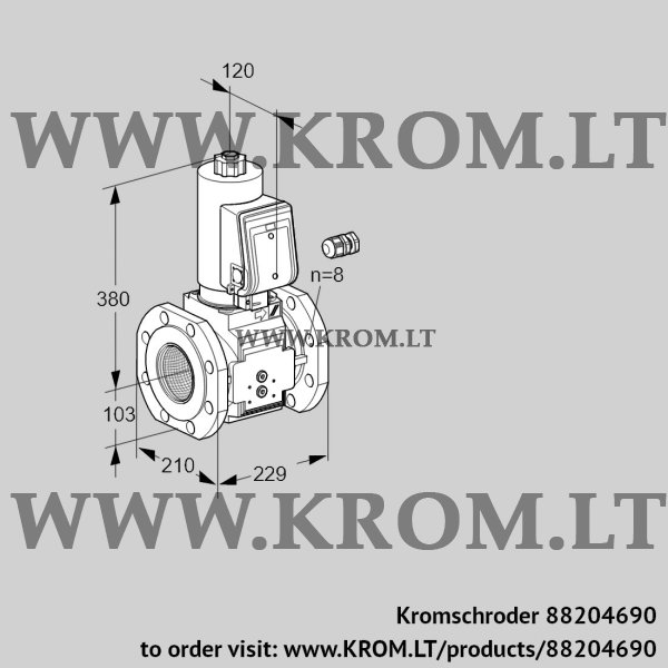 Kromschroder VAS 8100F05NWSR3B/MP/PM, 88204690 gas solenoid valve, 88204690