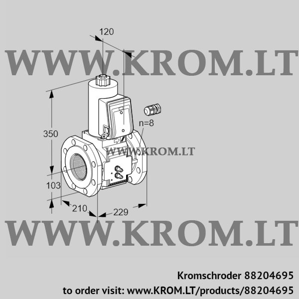 Kromschroder VAS 8100F05NQ3B/MM/PP, 88204695 gas solenoid valve, 88204695