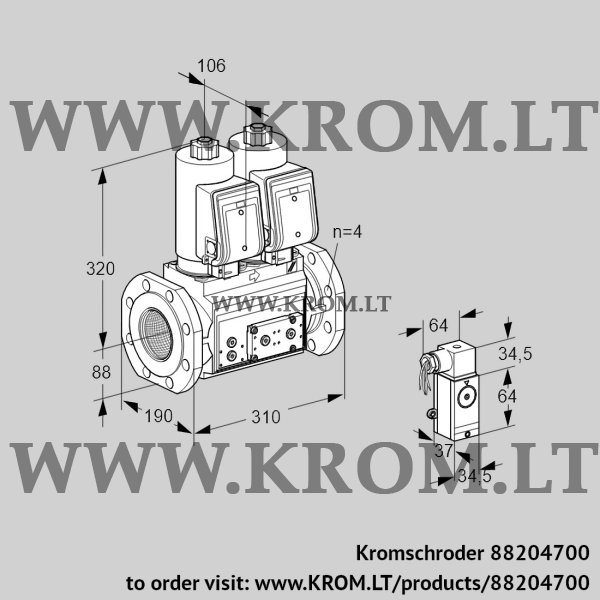 Kromschroder VCS 7T80A05NNQSRE/3-P4/PPVP, 88204700 double solenoid valve, 88204700