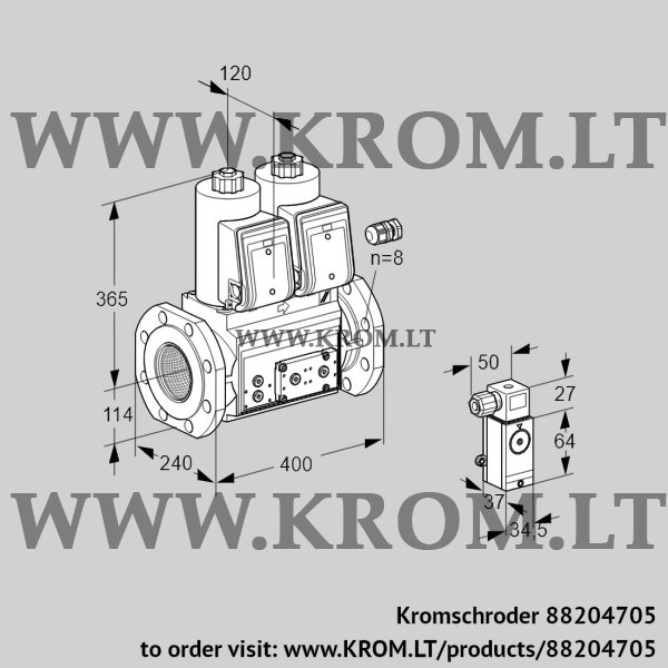 Kromschroder VCS 9125F05NNAR3E/PPPP/2-P3, 88204705 double solenoid valve, 88204705