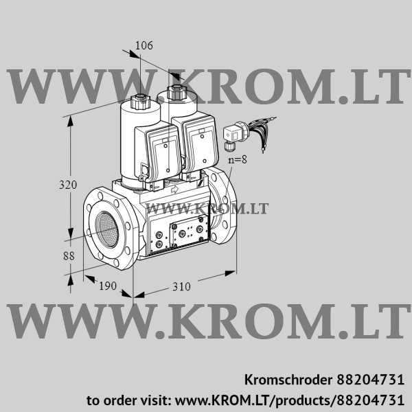 Kromschroder VCS 780F05NNKGRE/PPPP/PPPP, 88204731 double solenoid valve, 88204731