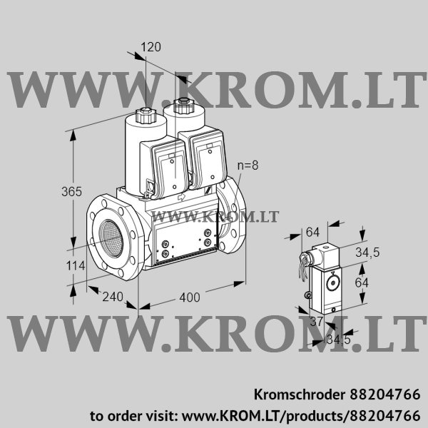 Kromschroder VCS 9T125A05NNARB/PPP4/PPPP, 88204766 double solenoid valve, 88204766