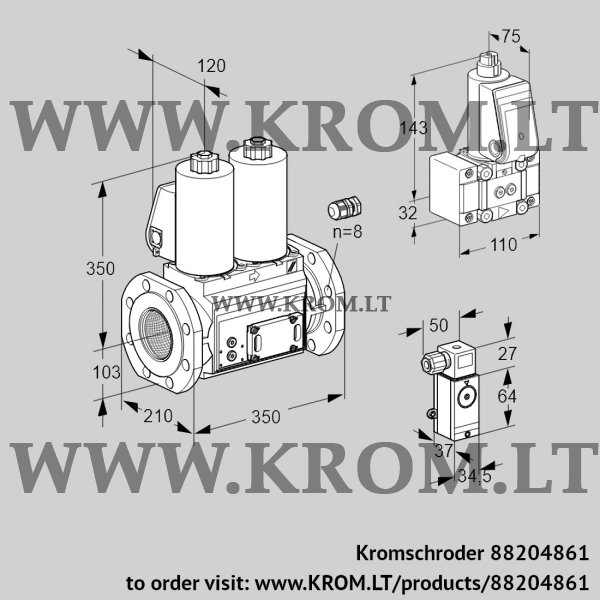 Kromschroder VCS 8100F05NNWL3E/P3B-/3-PP, 88204861 double solenoid valve, 88204861