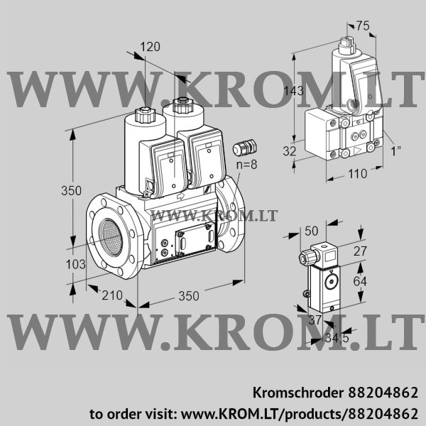 Kromschroder VCS 8100F05NNWR3E/P3Z-/3-PP, 88204862 double solenoid valve, 88204862