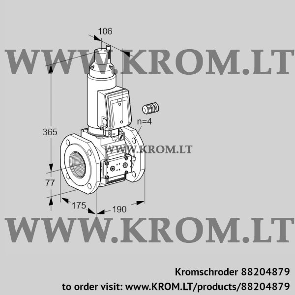 Kromschroder VAS 665F05LKGR3E/PP/PP, 88204879 gas solenoid valve, 88204879