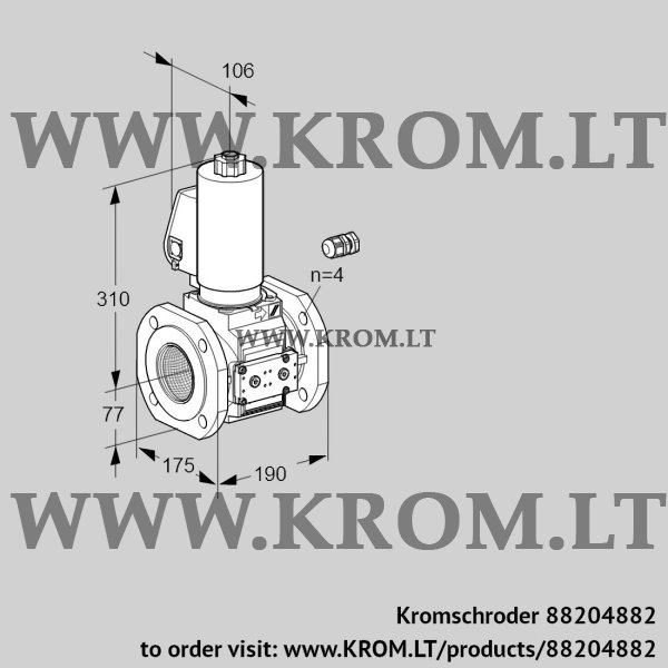 Kromschroder VAS 665F05NWGL3E/PP/PP, 88204882 gas solenoid valve, 88204882