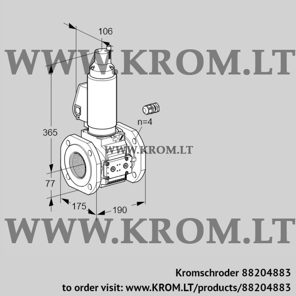 Kromschroder VAS 665F05LWGL3E/PP/PP, 88204883 gas solenoid valve, 88204883