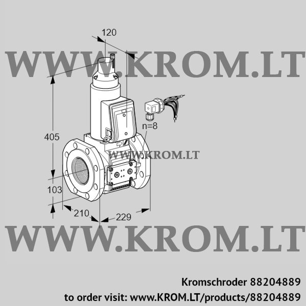 Kromschroder VAS 8100F05LWE/PP/PP, 88204889 gas solenoid valve, 88204889