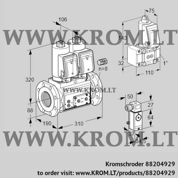 Kromschroder VCS 780F05NNWGR3E/3-PP/PPZ-, 88204929 double solenoid valve, 88204929