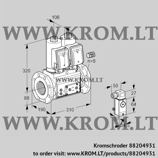 Kromschroder VCS 780F05NNWGR3E/3-PP/PPEP, 88204931 double solenoid valve, 88204931