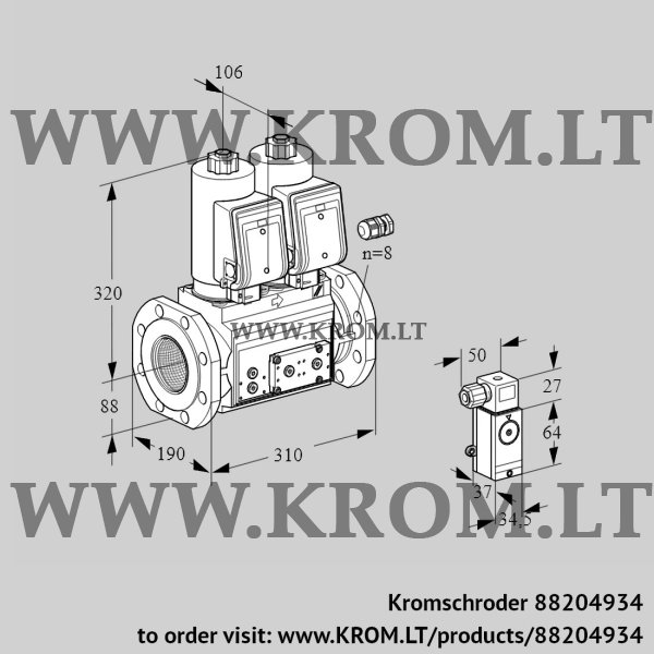 Kromschroder VCS 780F05NNWGR3E/P3PP/PPEP, 88204934 double solenoid valve, 88204934