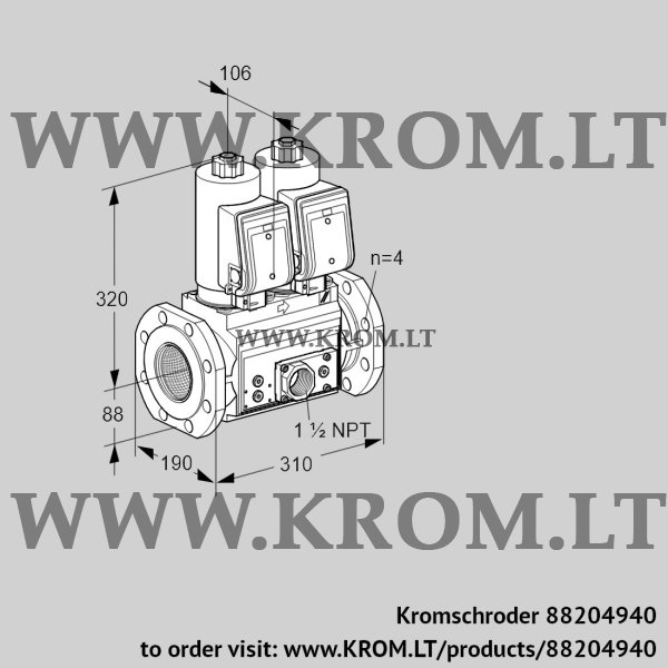 Kromschroder VCS 7T80A05NNQSRE/PPVP/PPPP, 88204940 double solenoid valve, 88204940