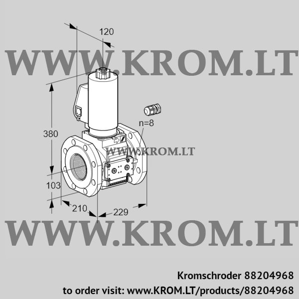 Kromschroder VAS 8100F05NQSL3E/PP/PP, 88204968 gas solenoid valve, 88204968