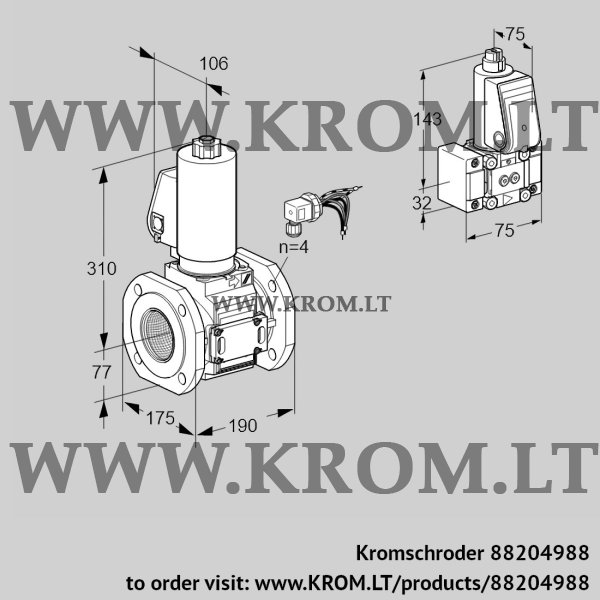 Kromschroder VAS 665F05NWGLE/B-/PP, 88204988 gas solenoid valve, 88204988