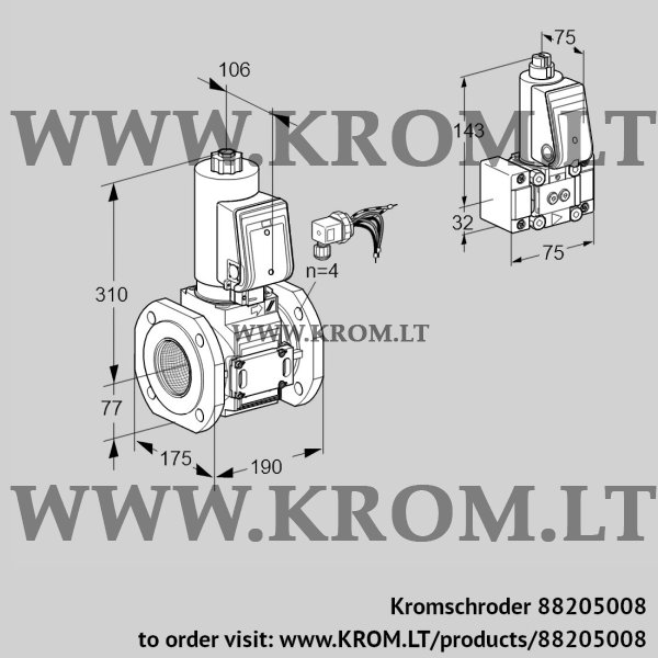 Kromschroder VAS 665F05NWGRE/B-/PP, 88205008 gas solenoid valve, 88205008