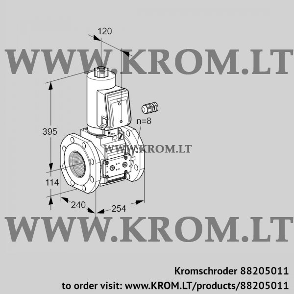 Kromschroder VAS 9125F05NAGR3E/PP/PP, 88205011 gas solenoid valve, 88205011
