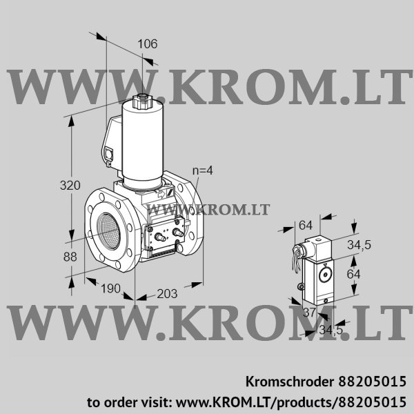 Kromschroder VAS 7T80A05NQGLE/MM/34, 88205015 gas solenoid valve, 88205015