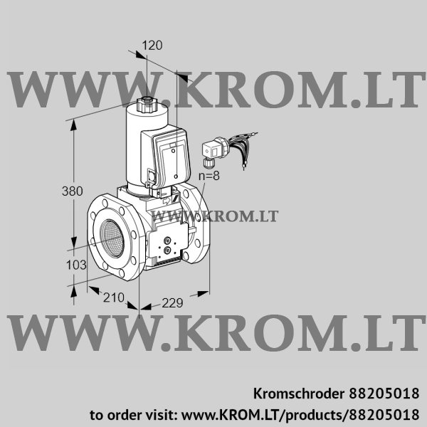 Kromschroder VAS 8100F05NWGRB/PP/MM, 88205018 gas solenoid valve, 88205018