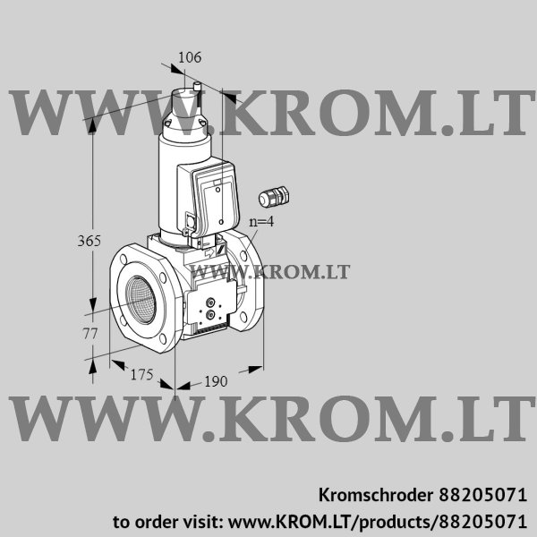 Kromschroder VAS 665F05LQGR3B/PP/PP, 88205071 gas solenoid valve, 88205071