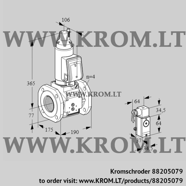 Kromschroder VAS 6T65A05LQGRB/4-/PP, 88205079 gas solenoid valve, 88205079