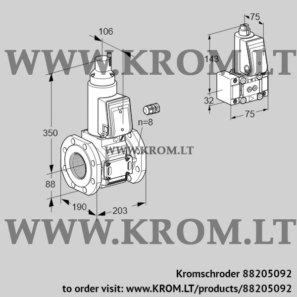 Kromschroder VAS 780F05LW3E/B-/B-, 88205092 gas solenoid valve, 88205092