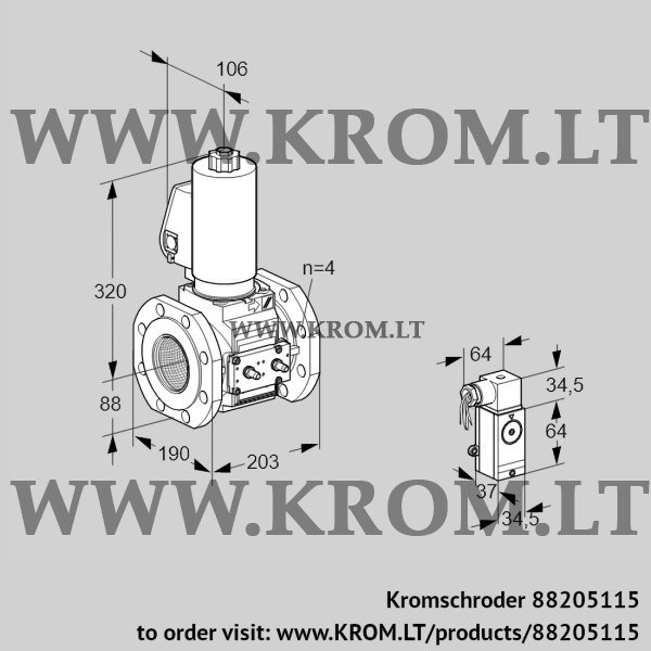 Kromschroder VAS 7T80A05NQGLE/MM/34, 88205115 gas solenoid valve, 88205115