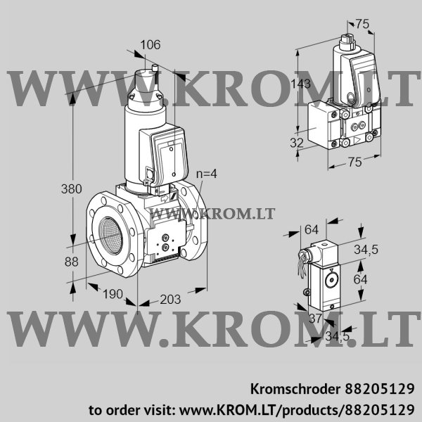 Kromschroder VAS 7T80A05LQSRE/3P/B-, 88205129 gas solenoid valve, 88205129