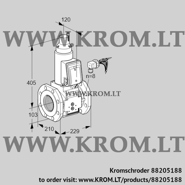 Kromschroder VAS 8100F05LQB/PP/PP, 88205188 gas solenoid valve, 88205188