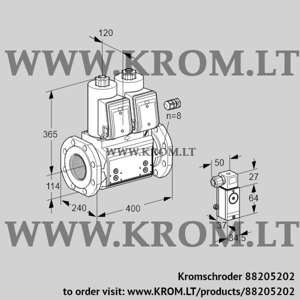 Kromschroder VCS 9125F05NNAR3B/PPPP/3-P2, 88205202 double solenoid valve, 88205202