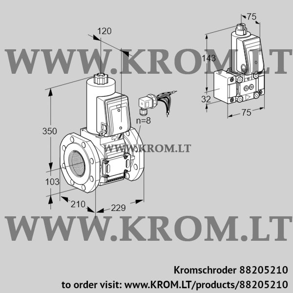 Kromschroder VAS 8100F05NWE/B-/PP, 88205210 gas solenoid valve, 88205210