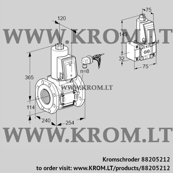 Kromschroder VAS 9125F05NAE/B-/PP, 88205212 gas solenoid valve, 88205212