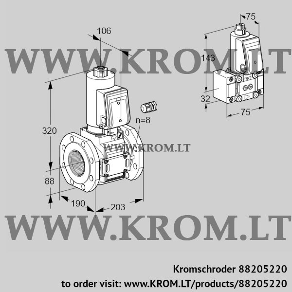 Kromschroder VAS 780F05NWSR3E/B-/PP, 88205220 gas solenoid valve, 88205220