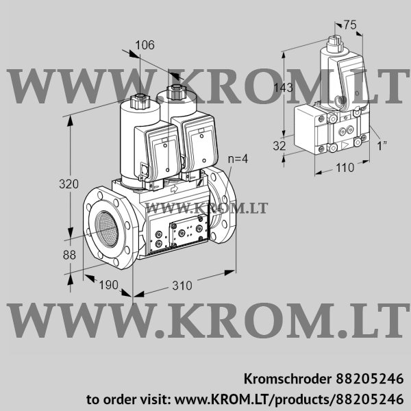 Kromschroder VCS 7T80A05NNQSRE/PPPP/PPZ-, 88205246 double solenoid valve, 88205246