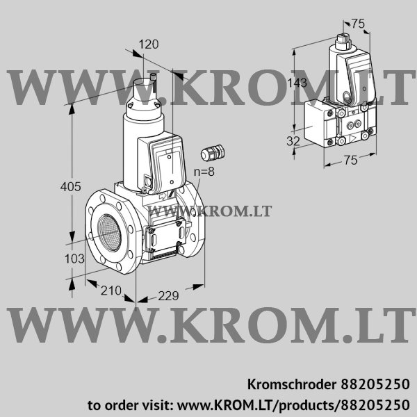 Kromschroder VAS 8100F05LW3E/B-/PP, 88205250 gas solenoid valve, 88205250