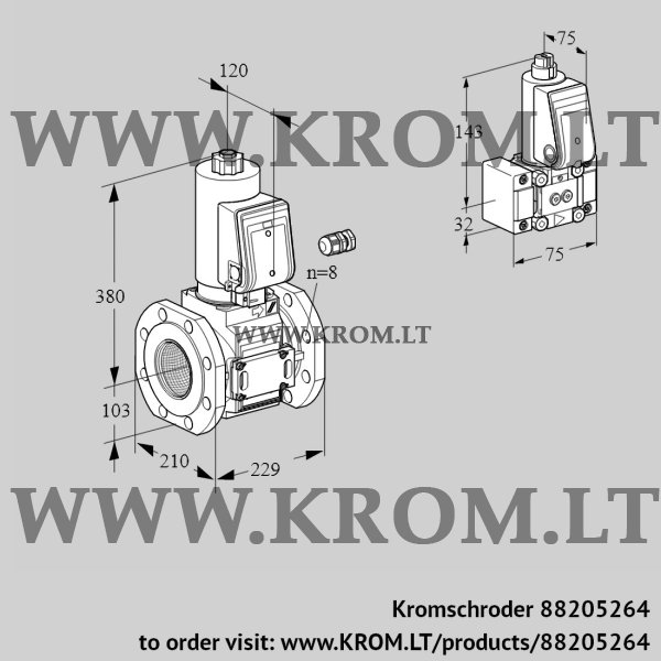 Kromschroder VAS 8100F05NWSR3E/B-/PP, 88205264 gas solenoid valve, 88205264