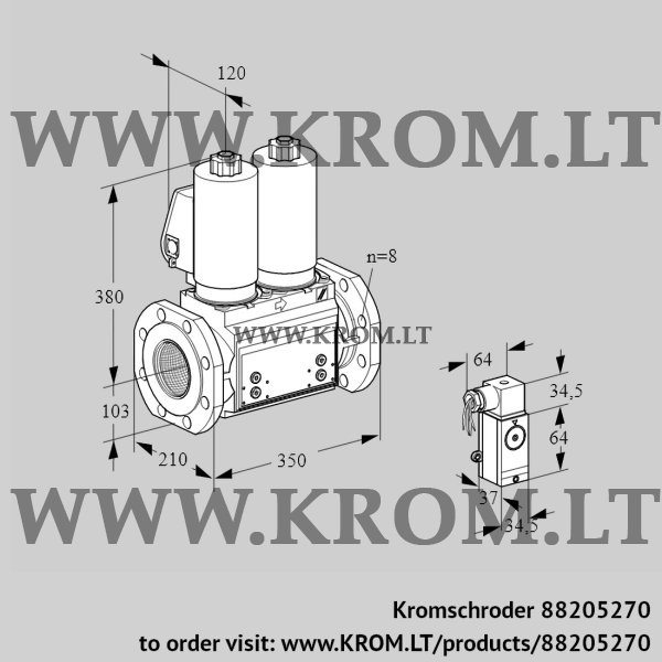 Kromschroder VCS 8T100A05NNQSLB/PPPP/3-P4, 88205270 double solenoid valve, 88205270