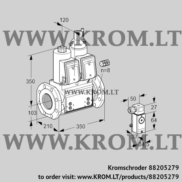 Kromschroder VCS 8100F05NLWR3B/PPPP/3-P3, 88205279 double solenoid valve, 88205279