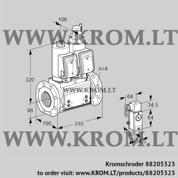 Kromschroder VCS 7T80A05NLQSRB/3-P3/PPPP, 88205323 double solenoid valve, 88205323