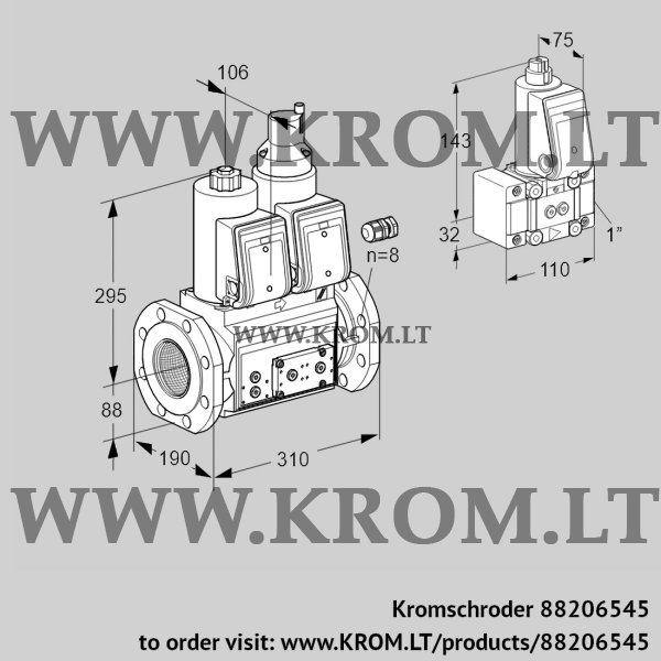 Kromschroder VCS 780F05NLKR3E/PPPP/PPZ-, 88206545 double solenoid valve, 88206545