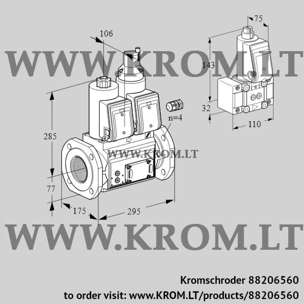 Kromschroder VCS 665F05NLQR3E/PPB-/PPB-, 88206560 double solenoid valve, 88206560