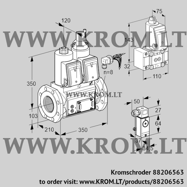 Kromschroder VCS 8100F05NLWRE/PPB-/P3PP, 88206563 double solenoid valve, 88206563