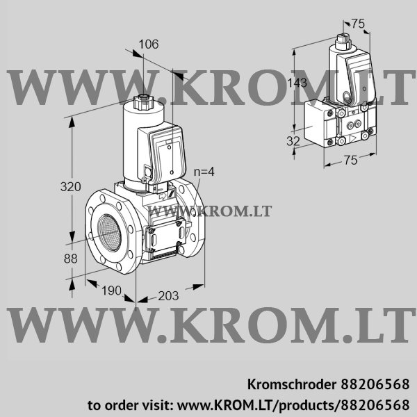 Kromschroder VAS 7T80A05NQSRE/B-/VP, 88206568 gas solenoid valve, 88206568