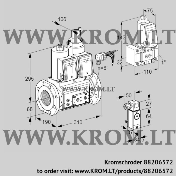 Kromschroder VCS 780F05NLWRE/P2PP/PPZ-, 88206572 double solenoid valve, 88206572