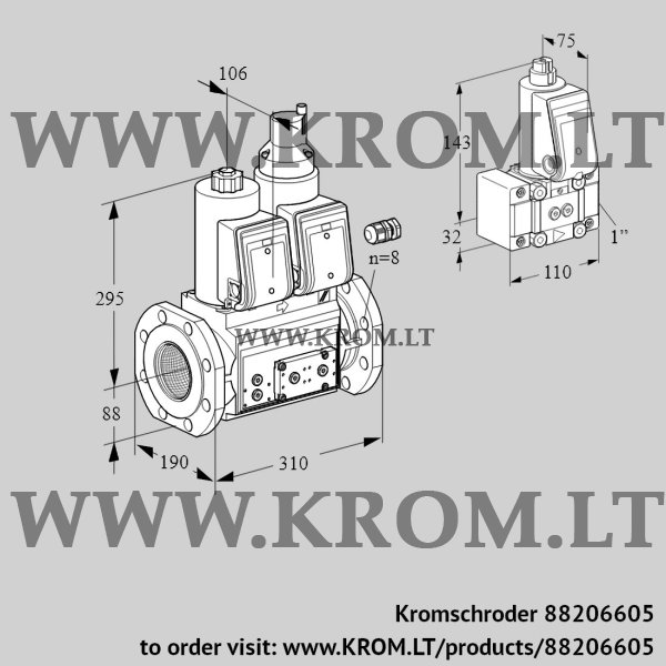 Kromschroder VCS 780F05NLWR3E/PPPP/PPZ-, 88206605 double solenoid valve, 88206605