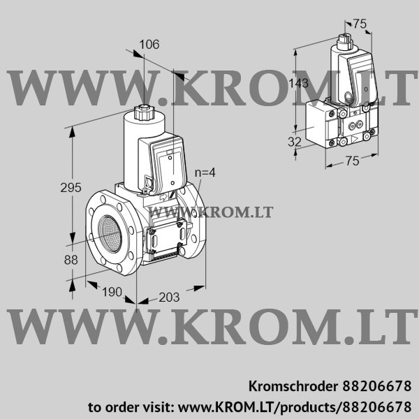 Kromschroder VAS 7T80A05NQE/B-/PP, 88206678 gas solenoid valve, 88206678