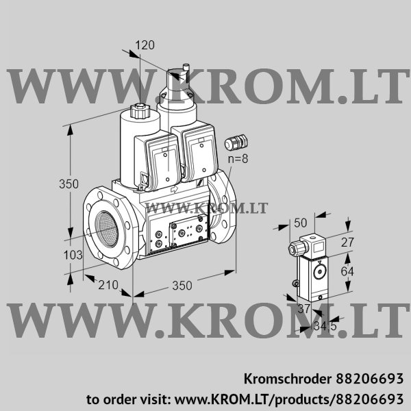 Kromschroder VCS 8100F05NLWR3E/P3PP/PPEP, 88206693 double solenoid valve, 88206693